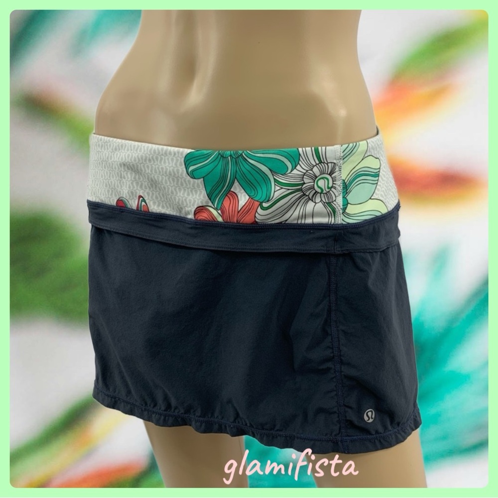 RARE Lululemon Run: Speed Skirt Skort Size 6 Floral Grey Lined Tennis